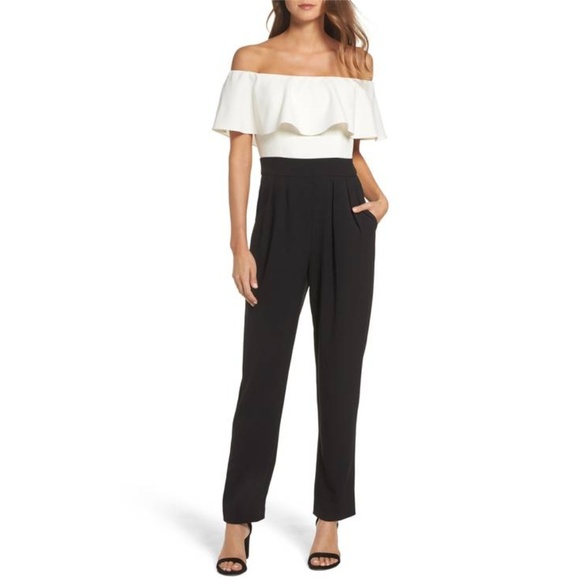 Eliza J Pants - ELIZA J Off the Shoulder Jumpsuit
